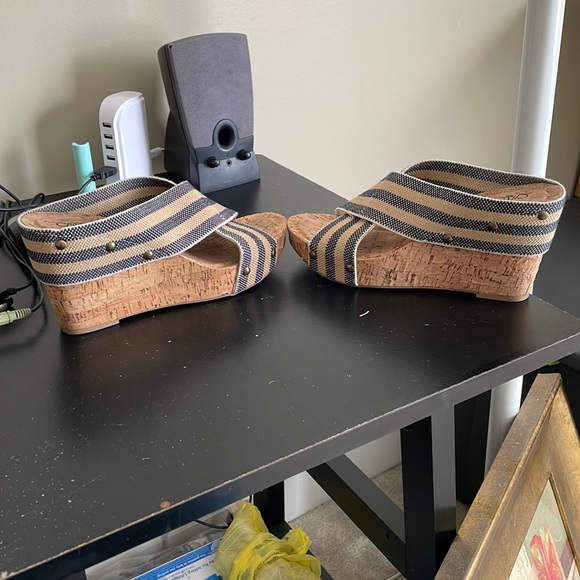 CATO Blue/Tan Wedge Cork Sandal - Picture 1 of 9